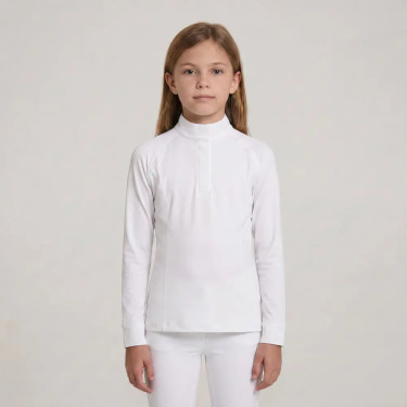Polo de concours Kentucky fille classique manches longues Blanc