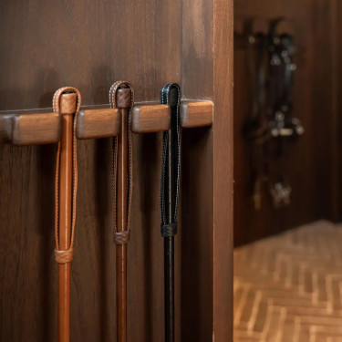 Cravache d’obstacle cuir 58 cm pour équitation | EQUI-CLIC