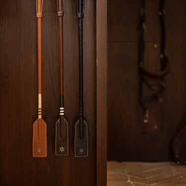 Cravache d’obstacle cuir 58 cm pour équitation | EQUI-CLIC