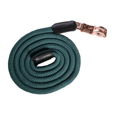 Longe Rosegold Glamour Style mousqueton antip. HKM Pétrole / or rose