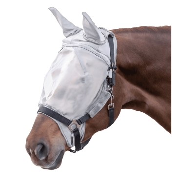 Masque anti-mouches Waldhausen pour licol Premium protection des oreilles Gris argent