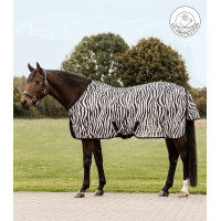 Couverture anti-mouches Waldhausen Zebra sangle croisées Noir / blanc Couverture anti-mouches Waldhausen Zebra sangle croisées Noir / blanc
