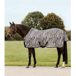 Couverture anti-mouches Waldhausen Zebra sangle croisées Noir / blanc Couverture anti-mouches Waldhausen Zebra sangle croisées Noir / blanc