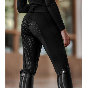 Pantalon d'équitation ELT taille haute Essential silicone Noir