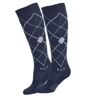 Chaussettes d'équitation ELT Argyle Noir / bleu pierre