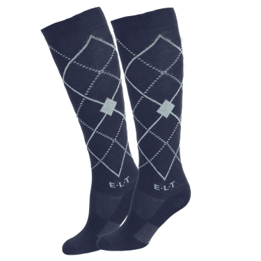 Chaussettes d'équitation ELT Argyle Bleu profond / bleu pierre
