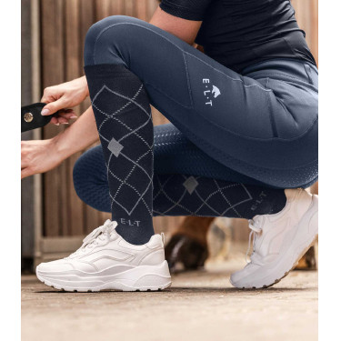 Chaussettes d'équitation ELT Argyle Bleu profond / bleu pierre