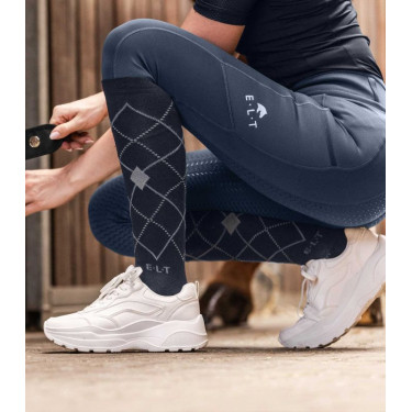 Chaussettes d'équitation ELT Argyle Bleu profond / bleu pierre