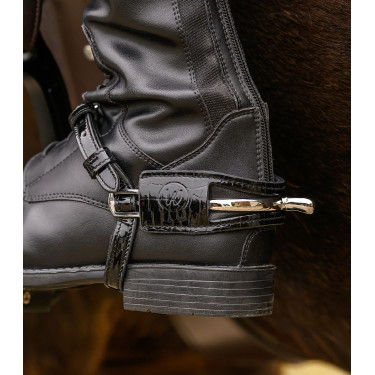 Protection d'éperons Waldhausen cuir verni la paire Noir cuir