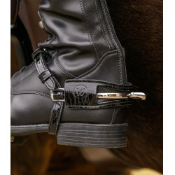 Protection d'éperons Waldhausen cuir verni la paire Noir cuir