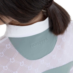 Polo de concours fille manches longues avec tulle Equestro Gris ardoise Polo de concours fille manches longues avec tulle Equestro Gris ardoise
