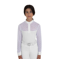 Polo de concours fille manches longues avec tulle Equestro
