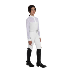 Polo de concours fille manches longues avec tulle Equestro Polo de concours fille manches longues avec tulle Equestro