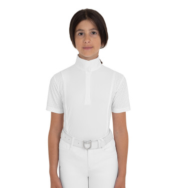 Polo de concours fille à manches courtes avec inserts en mesh Equestro