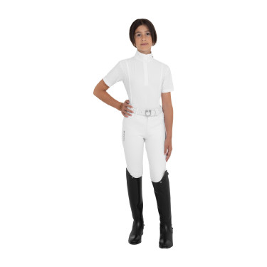 Polo de concours fille à manches courtes avec inserts en mesh Equestro