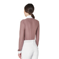 Polo de concours femme en tissu technique d’hiver Equestro Blanc