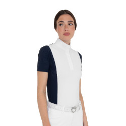 Polo de concours femme à manches courtes avec inserts en mesh Equestro Polo de concours femme à manches courtes avec inserts en mesh Equestro