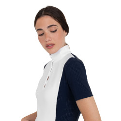 Polo de concours femme à manches courtes avec inserts en mesh Equestro Polo de concours femme à manches courtes avec inserts en mesh Equestro