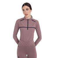 Polo d’entraînement femme manches longues imprimé monogramme Equestro