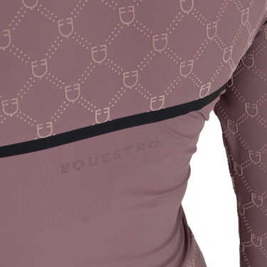 Polo d’entraînement femme manches longues imprimé monogramme Equestro
