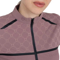 Polo d’entraînement femme manches longues imprimé monogramme Equestro