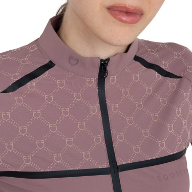 Polo d’entraînement femme manches longues imprimé monogramme Equestro