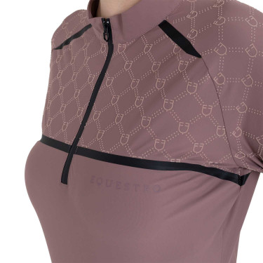 Polo d’entraînement femme manches longues imprimé monogramme Equestro