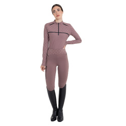 Polo d’entraînement femme manches longues imprimé monogramme Equestro