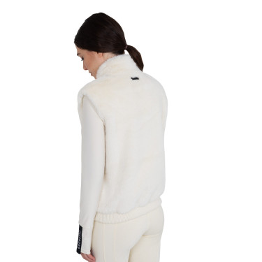 Veste sans manches femme en fausse fourrure Equestro Blanc antique Beige