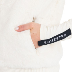 Veste sans manches femme en fausse fourrure Equestro Blanc antique Beige