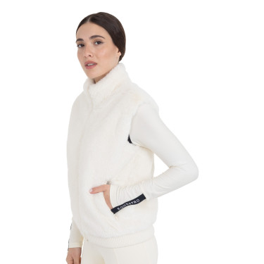 Veste sans manches femme en fausse fourrure Equestro Blanc antique Beige