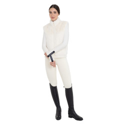 Veste sans manches femme en fausse fourrure Equestro Blanc antique Beige