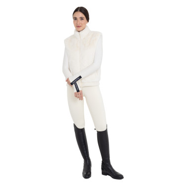 Veste sans manches femme en fausse fourrure Equestro Blanc antique Beige