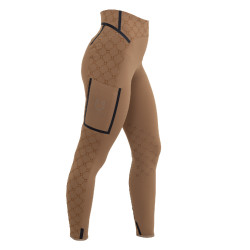 Legging femme taille haute en tissu technique monogramme Equestro Legging femme taille haute en tissu technique monogramme Equestro