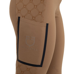 Legging femme taille haute en tissu technique monogramme Equestro Legging femme taille haute en tissu technique monogramme Equestro