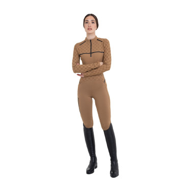 Legging femme taille haute en tissu technique monogramme Equestro Legging femme taille haute en tissu technique monogramme Equestro