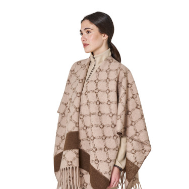 Cape femme en laine monogramme Equestro Cape femme en laine monogramme Equestro