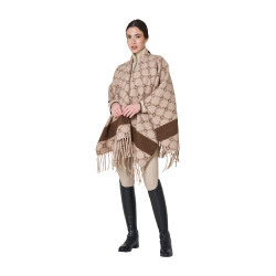 Cape femme en laine monogramme Equestro Cape femme en laine monogramme Equestro