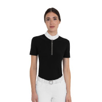 Polo de concours femme à manches courtes avec strass Equestro