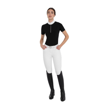 Polo de concours femme à manches courtes avec strass Equestro Polo de concours femme à manches courtes avec strass Equestro