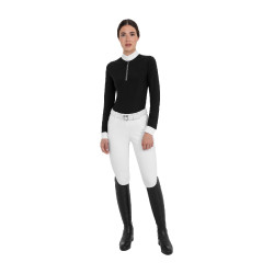 Polo de concours femme à manches longues avec strass Equestro Polo de concours femme à manches longues avec strass Equestro