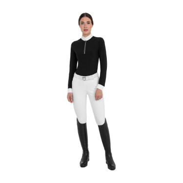 Polo de concours femme à manches longues avec strass Equestro Polo de concours femme à manches longues avec strass Equestro