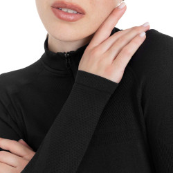 Polo d’entraînement femme en maille technique zippée Equestro