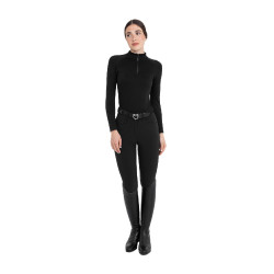 Polo d’entraînement femme en maille technique zippée Equestro