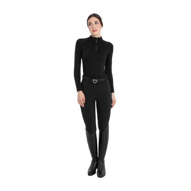 Polo d’entraînement femme en maille technique zippée Equestro