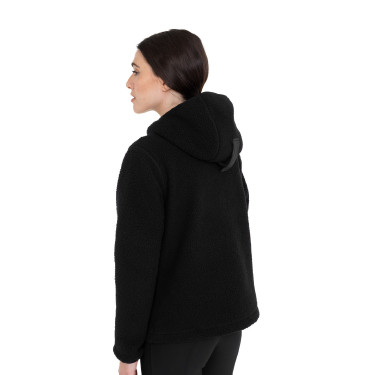 Sweat à capuche zippé femme en polaire teddy Equestro Noir / noir Sweat à capuche zippé femme en polaire teddy Equestro Noir / noir