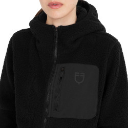 Sweat à capuche zippé femme en polaire teddy Equestro Noir / noir Sweat à capuche zippé femme en polaire teddy Equestro Noir / noir