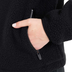 Sweat à capuche zippé femme en polaire teddy Equestro Noir / noir Sweat à capuche zippé femme en polaire teddy Equestro Noir / noir