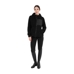 Sweat à capuche zippé femme en polaire teddy Equestro Noir / noir Sweat à capuche zippé femme en polaire teddy Equestro Noir / noir