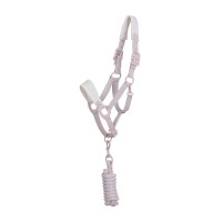 Licol technique avec double réglage et boucles revêtues de caoutchouc Equestro Violet feutré / blanc sable